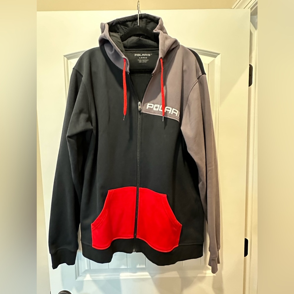 MEN’S POLARIS TWO-TONED FULL-ZIP HOODIE. SIZE LARGE